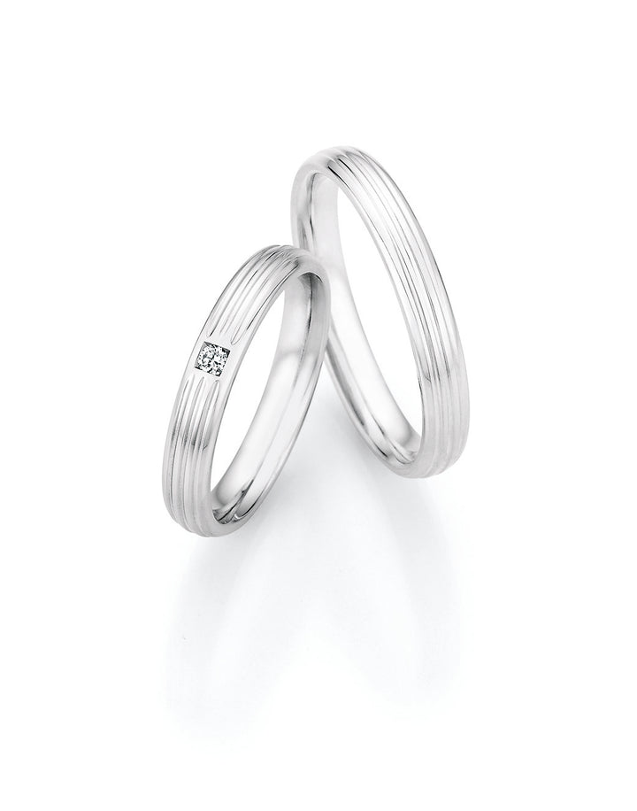 Verlobungsringe, Ehe- Partnerringe aus 925 Silber mit Diamant ink.  Gravur | CR55-33010