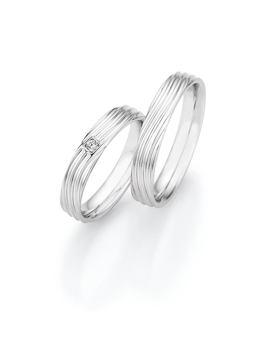 Verlobungsringe, Ehe- Partnerringe aus 925 Silber mit Diamant ink.  Gravur | CR55-33030