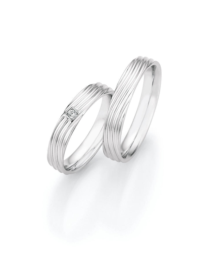 Verlobungsringe, Ehe- Partnerringe aus 925 Silber mit Diamant ink.  Gravur | CR55-33030