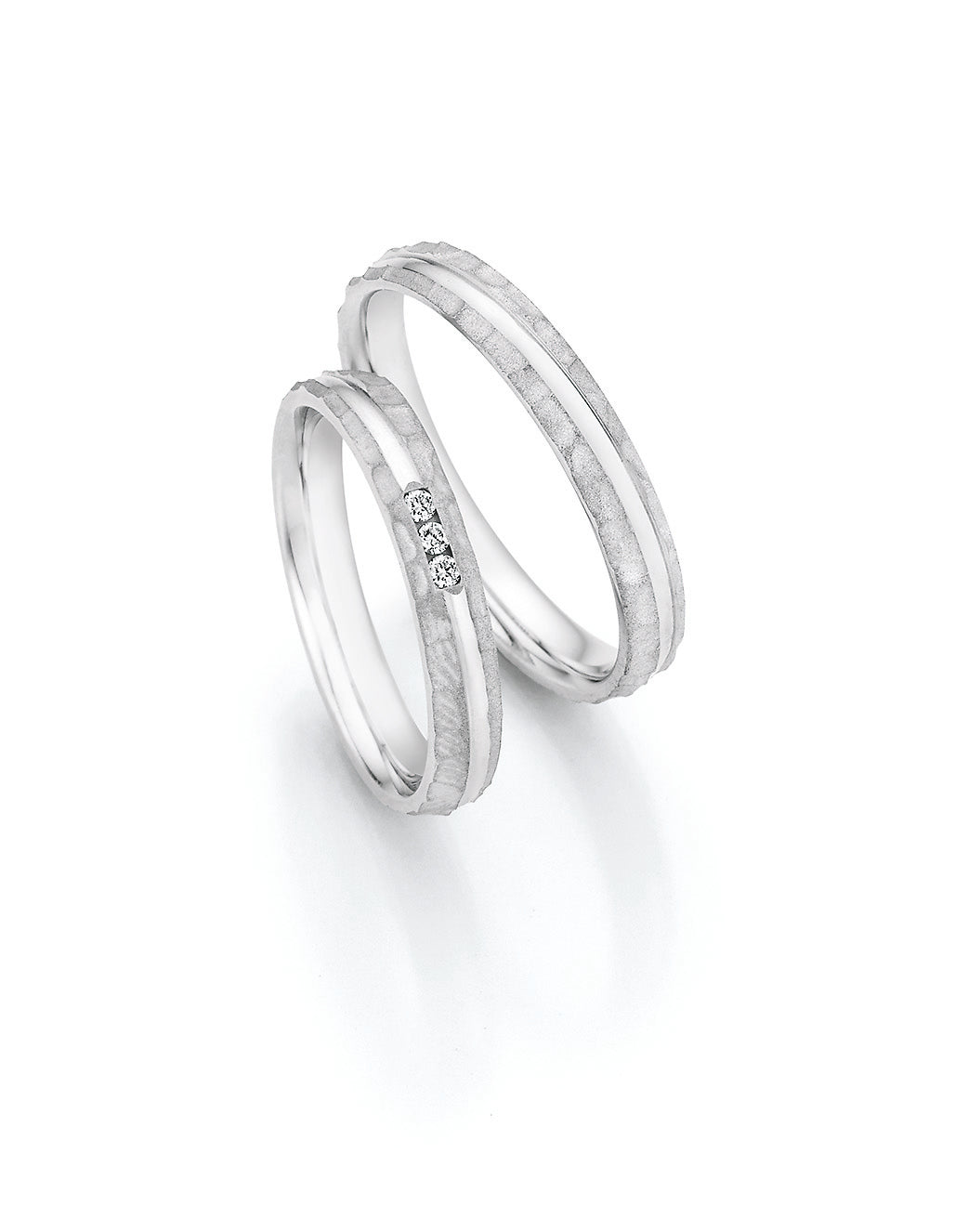 Verlobungsringe, Ehe- Partnerringe aus 925 Silber mit Diamant ink.  Gravur | CR55-33050