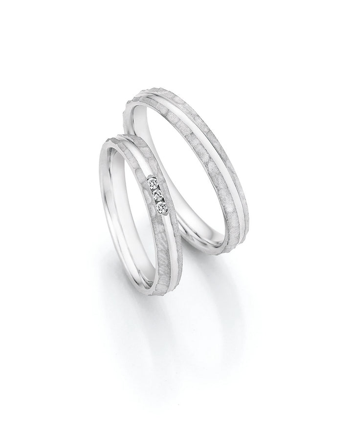 Verlobungsringe, Ehe- Partnerringe aus 925 Silber mit Diamant ink.  Gravur | CR55-33050