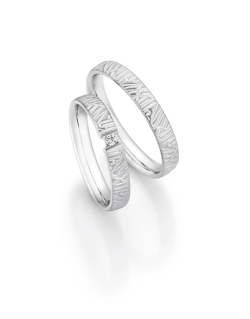 Verlobungsringe, Ehe- Partnerringe aus 925 Silber mit Diamant ink.  Gravur | CR55-33070