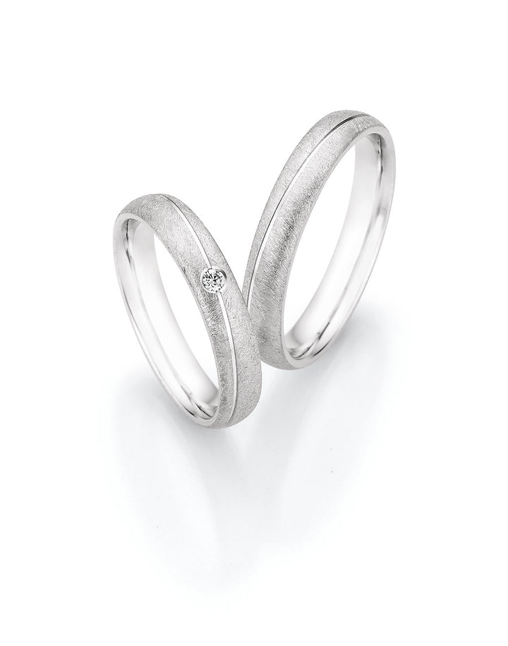 Verlobungsringe, Ehe- Partnerringe aus 925 Silber mit Diamant ink.  Gravur | CR55-33090