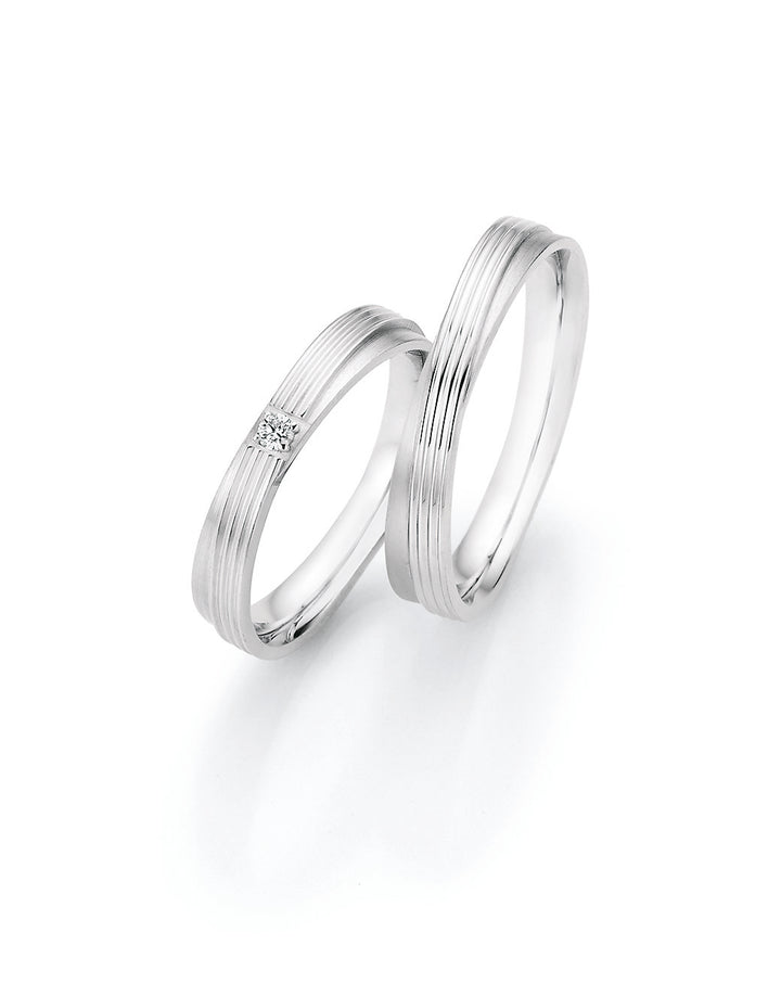 Verlobungsringe, Ehe- Partnerringe aus 925 Silber mit Diamant mit  Gravur | CR55-33110