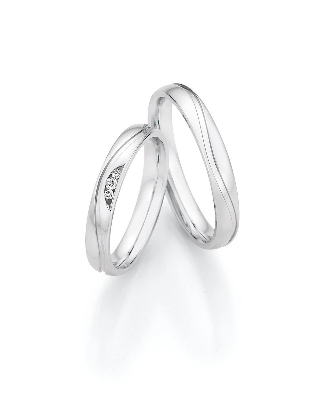 Verlobungsringe, Ehe- Partnerringe aus 925 Silber mit Diamant mit  Gravur | CR55-33150