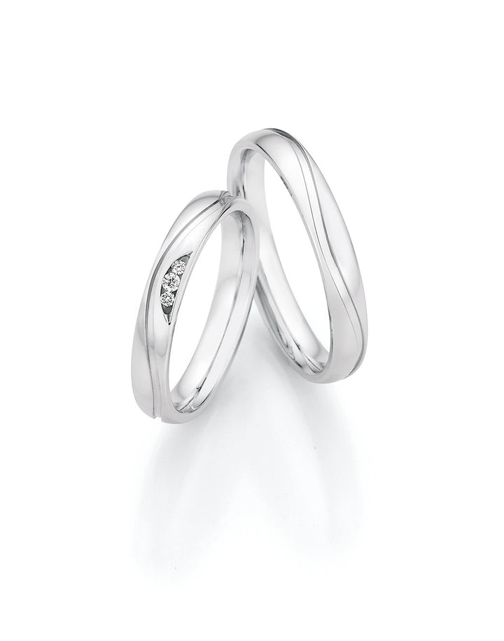 Verlobungsringe, Ehe- Partnerringe aus 925 Silber mit Diamant mit  Gravur | CR55-33150