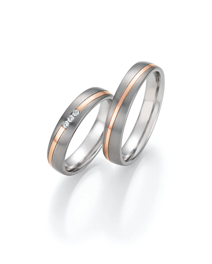 Hochzeitsringe Gold585 und Titan mit Diamant ink. Garantie und Gravur 78-10030