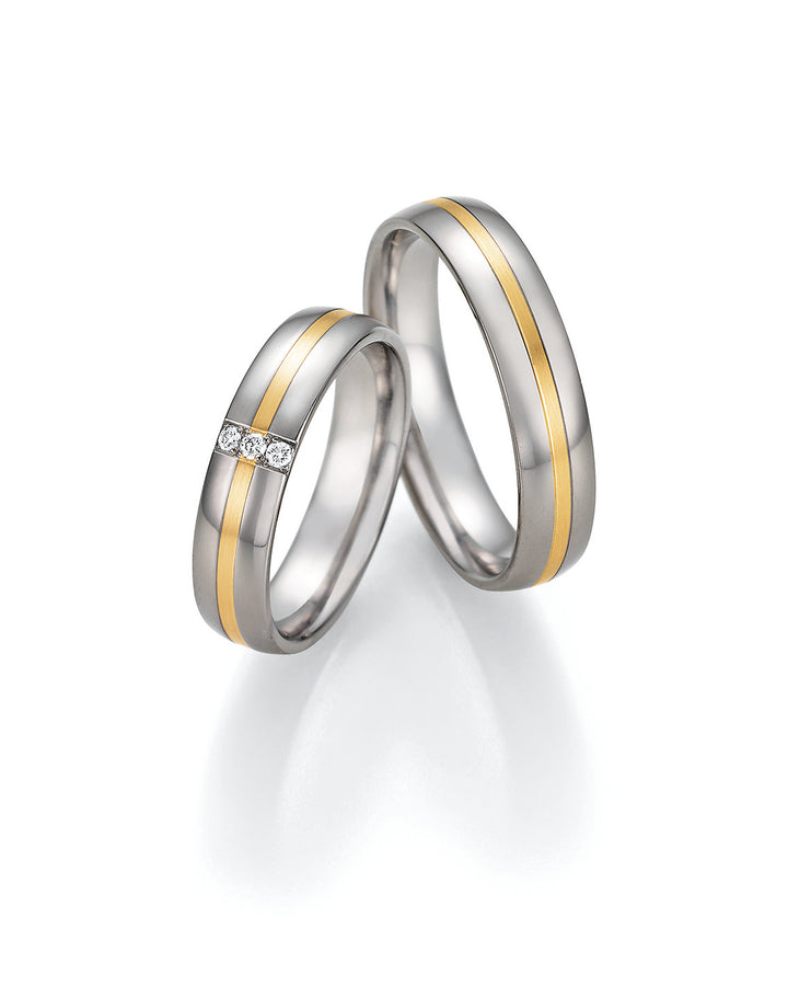 Eheringe Gold585 und Titan mit Diamant ink. Garantie und Gravur 78-10070