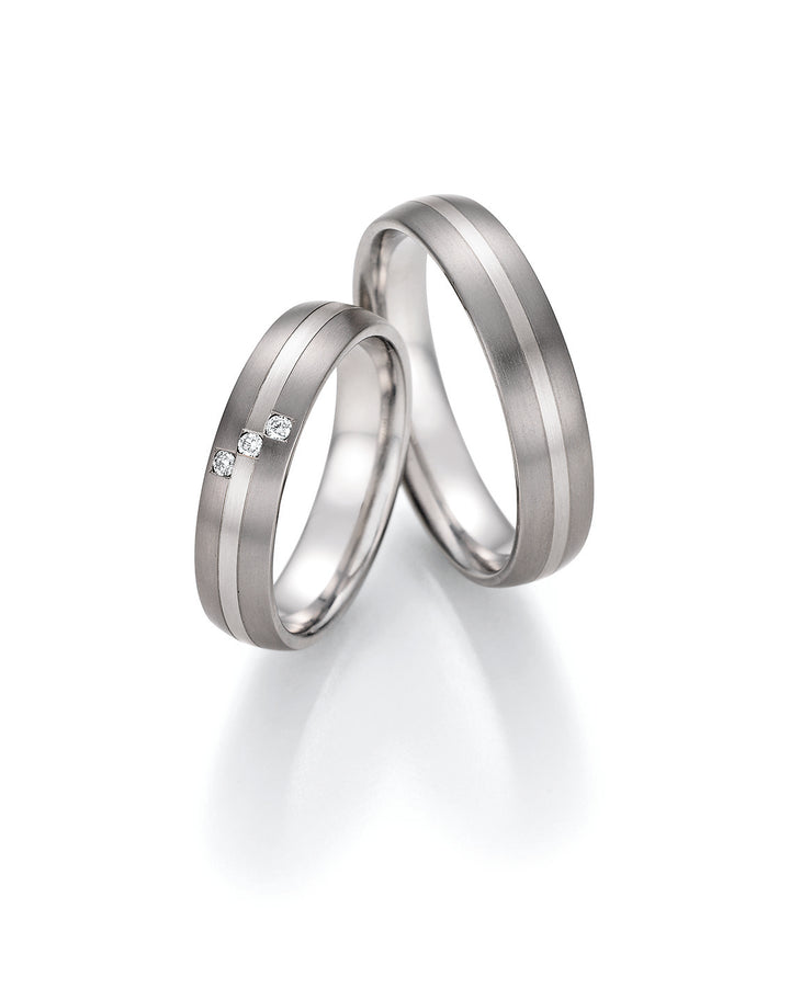 Trauring Gold585 und Titan mit Diamant ink. Garantie und Gravur 78-10150