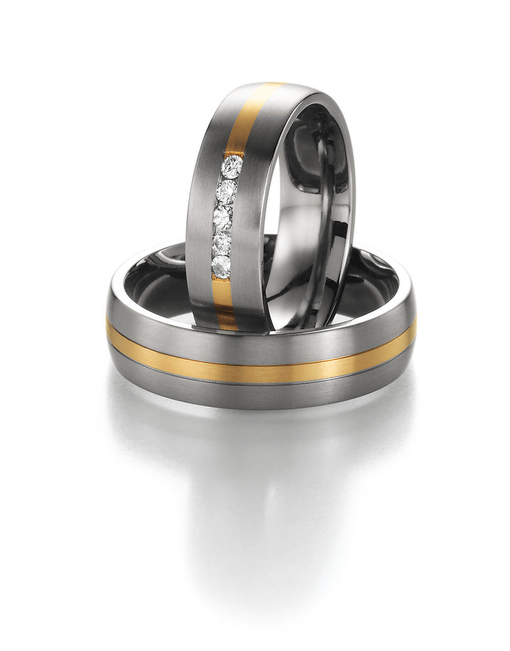 Eheringe Gold585 und Titan mit Diamant ink. Garantie und Gravur 78-80030