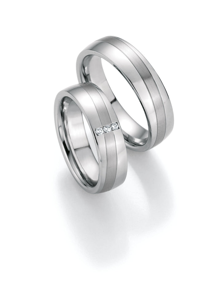 Eheringe Edelstahl mit Diamant ink. Garantie und Gravur 88-20050