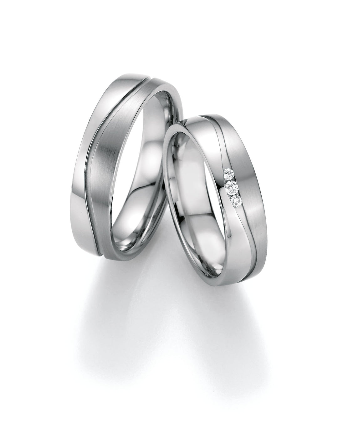 Trauringe Edelstahl mit Diamant ink. Garantie und Gravur 88-20150