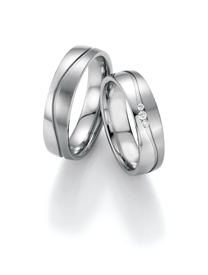 Trauringe Edelstahl mit Diamant ink. Garantie und Gravur 88-20150