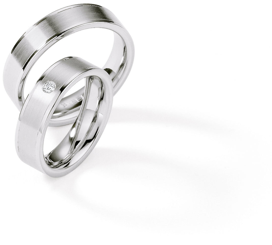 Trauringe Edelstahl mit Diamant ink. Garantie und Gravur 88-01220