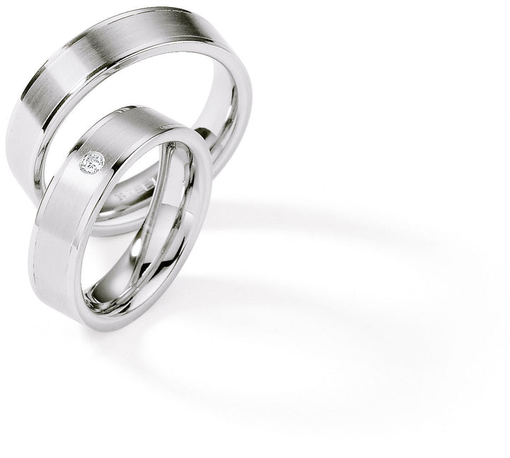 Trauringe Edelstahl mit Diamant ink. Garantie und Gravur 88-01220