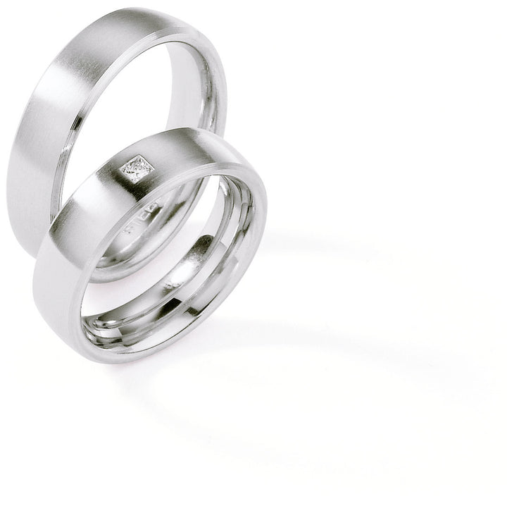 Trauringe Edelstahl mit Diamant ink. Garantie und Gravur 88-01240