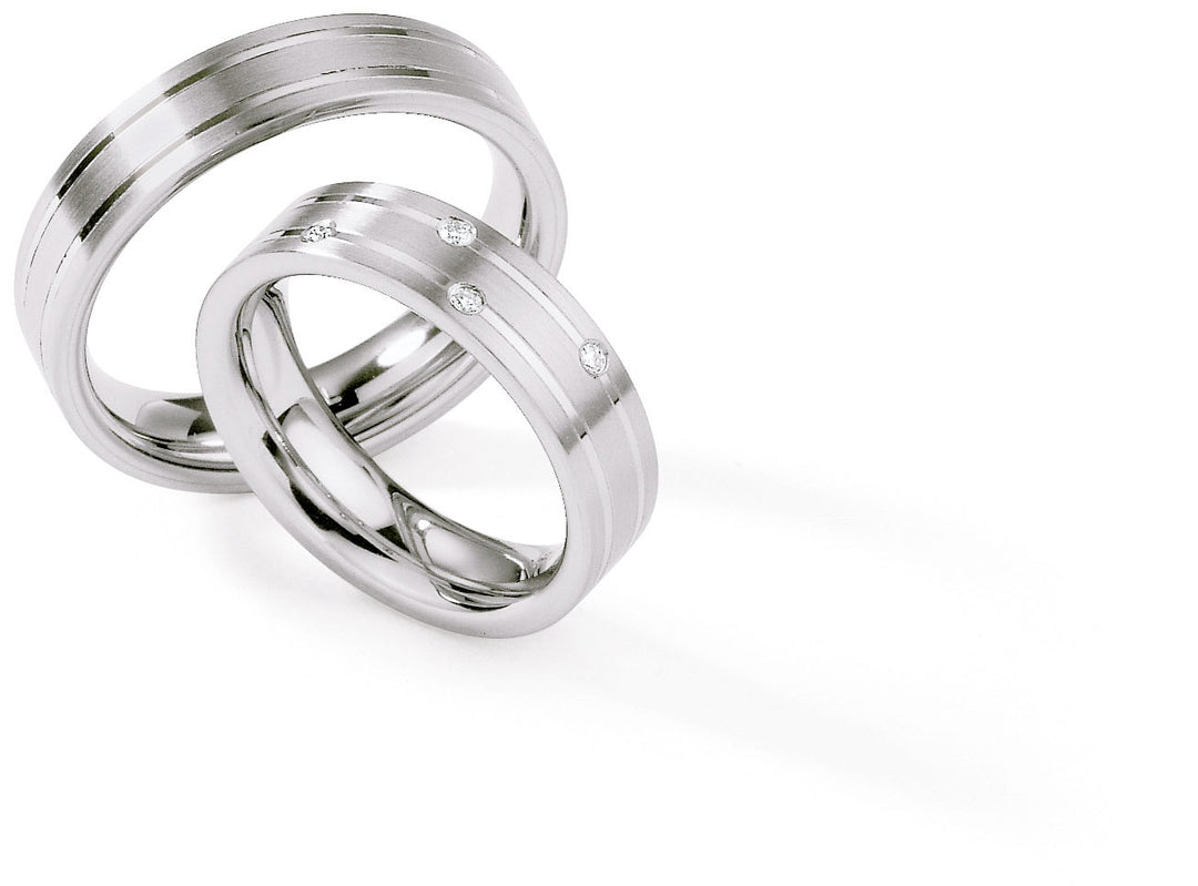 Hochzeitsringe Edelstahl mit Diamant ink. Garantie und Gravur 88-01260