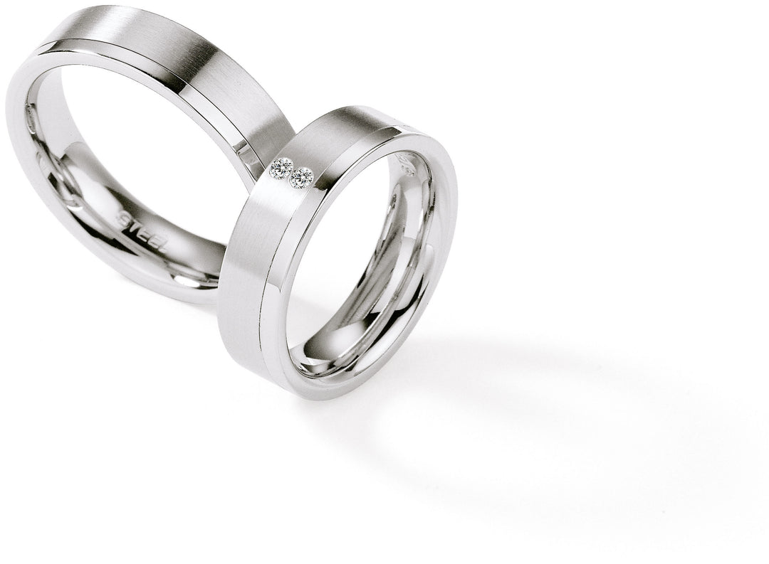 Hochzeitsringe Edelstahl mit Diamant ink. Garantie und Gravur 88-01270