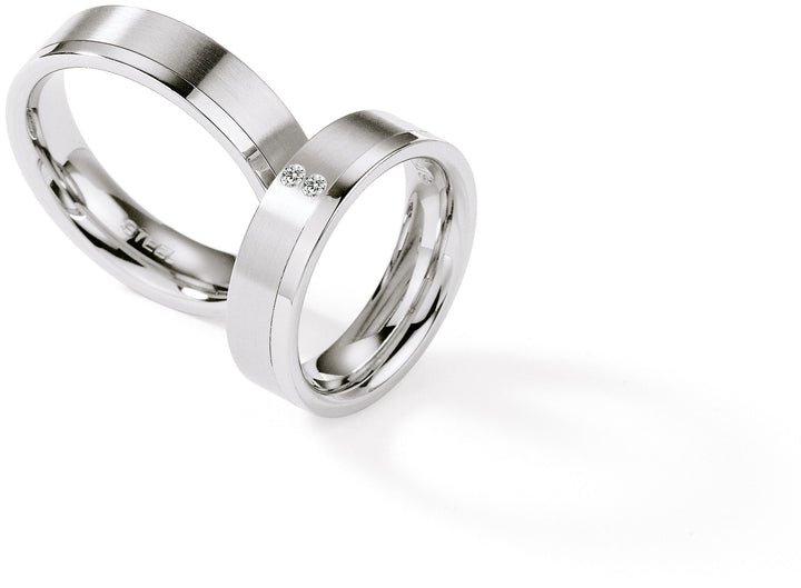 Hochzeitsringe Edelstahl mit Diamant ink. Garantie und Gravur 88-01270
