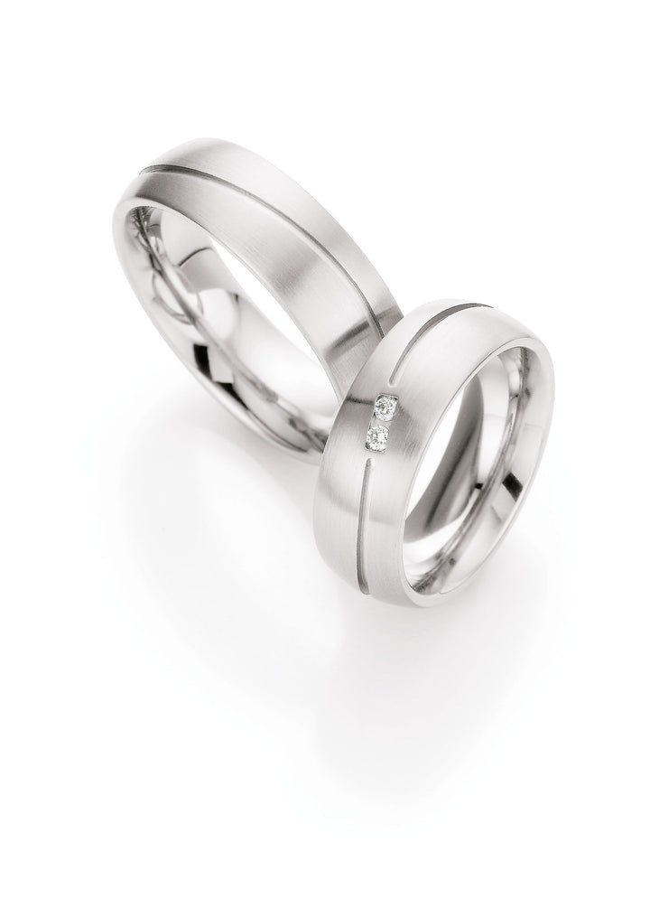 Eheringe Edelstahl mit Diamant ink. Garantie und Gravur 88-01610