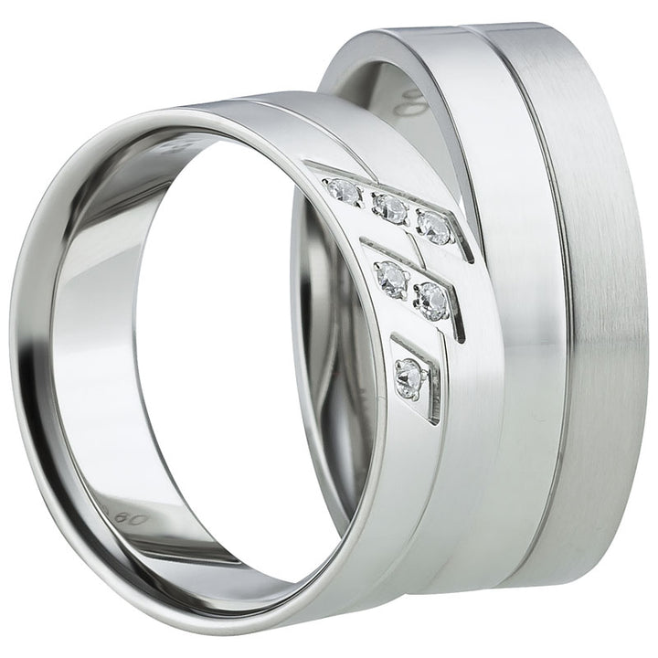 Freundschaftsringe aus Edelstahl mit Zirkonia ink.  Gravur | AB 1008