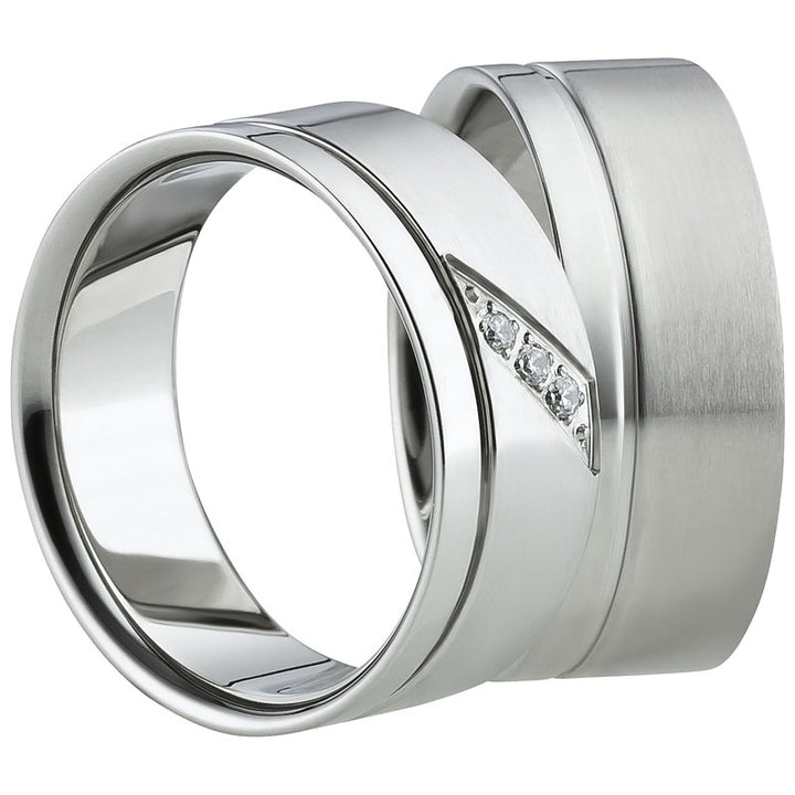 Freundschaftsringe aus Edelstahl mit Zirkonia ink.  Gravur | AB 1118