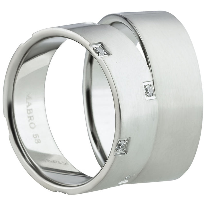 Partnerringe aus Edelstahl mit Zirkonia ink.  Gravur | AB 1136