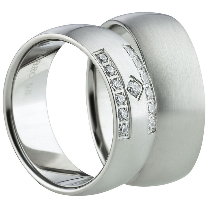 Partnerringe aus Edelstahl mit Zirkonia ink.  Gravur | AB 1474