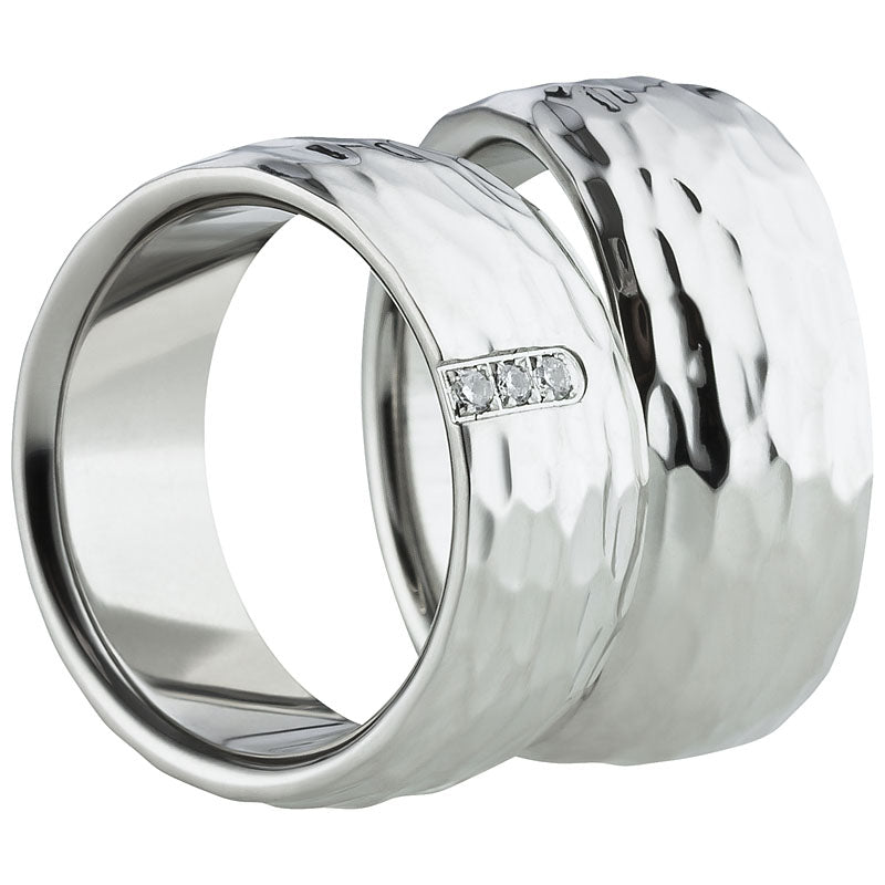 Partnerringe aus Edelstahl mit Zirkonia ink.  Gravur | AB 1480