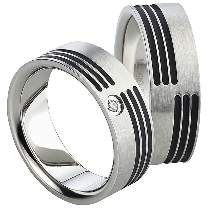 Partnerringe aus Edelstahl mit Zirkonia ink.  Gravur | AB 1548