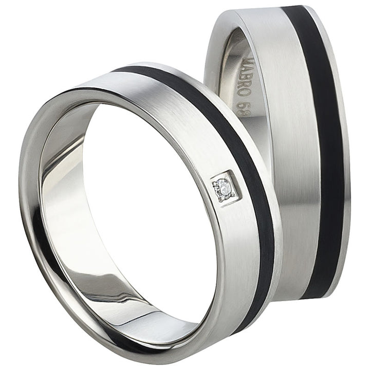 Partnerringe aus Edelstahl mit Zirkonia ink.  Gravur | AB 1550