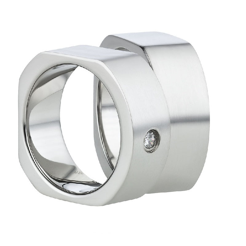 Angebot Restposten Partnerringe aus Edelstahl mit Zirkonia ink.  Gravur | AB 172