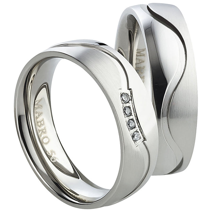 Partnerringe aus Edelstahl mit Zirkonia ink.  Gravur | AB 1758