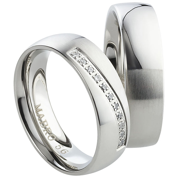 Partnerringe aus Edelstahl mit Zirkonia ink.  Gravur | AB 1770