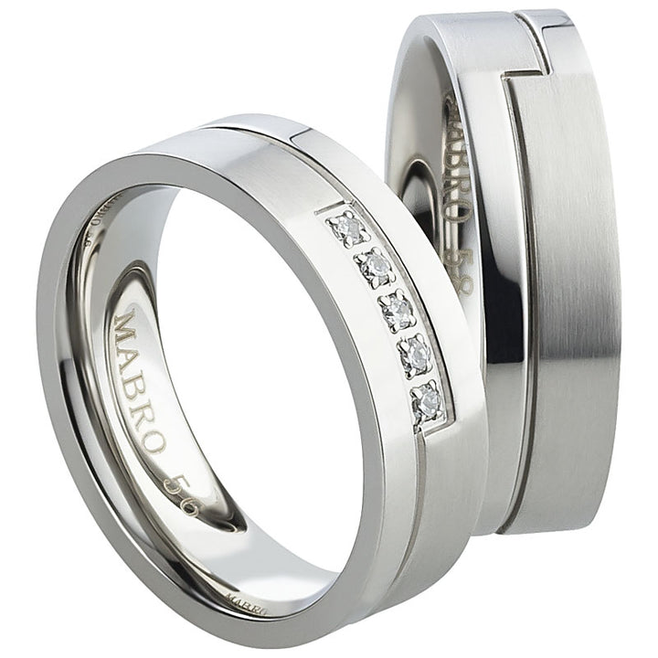 Partnerringe aus Edelstahl mit Zirkonia ink.  Gravur | AB 1772