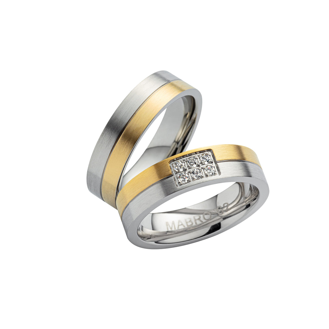 Angebot Partnerringe aus Edelstahl mit Zirkonia ink.  Gravur | AB 2036