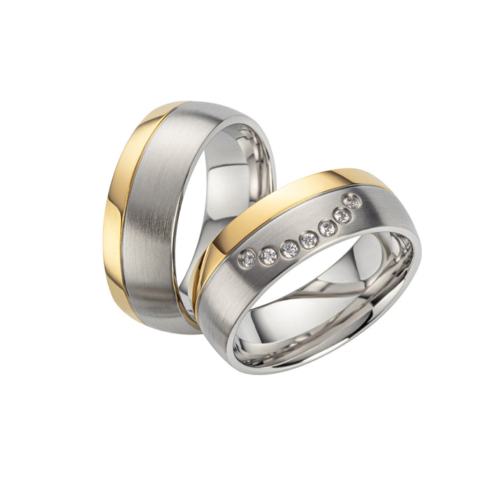 Angebot Partnerringe aus Edelstahl mit Zirkonia ink.  Gravur | AB 2040