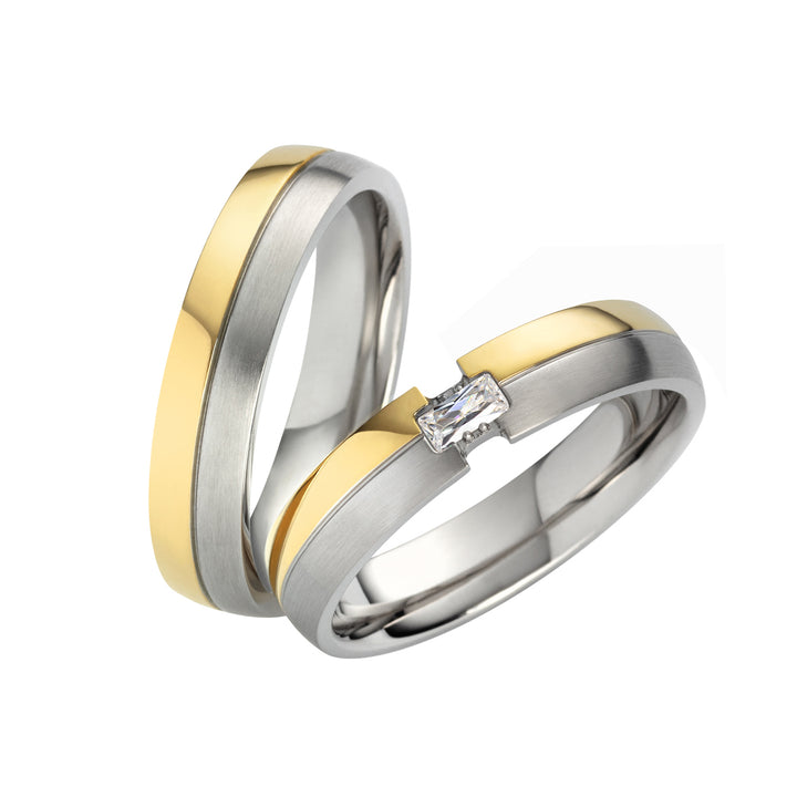 Angebot Ehe- Freundschaftsringe aus Edelstahl mit Zirkonia ink.  Gravur | AB 2044