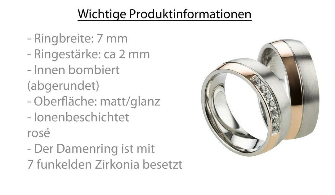 Freundschaftsringe aus Edelstahl mit Zirkonia ink.  Gravur | AB 2438