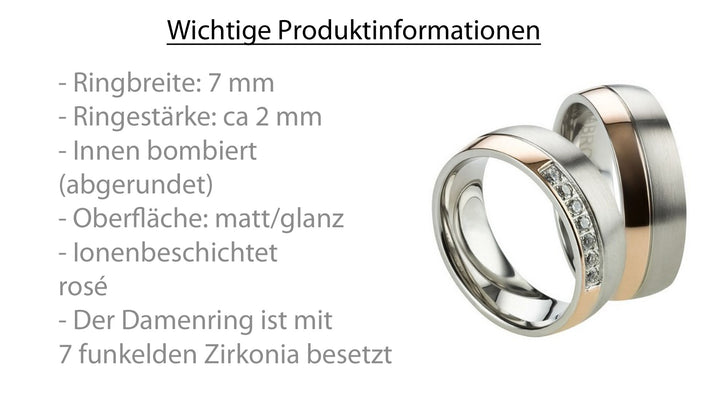 Freundschaftsringe aus Edelstahl mit Zirkonia ink.  Gravur | AB 2438