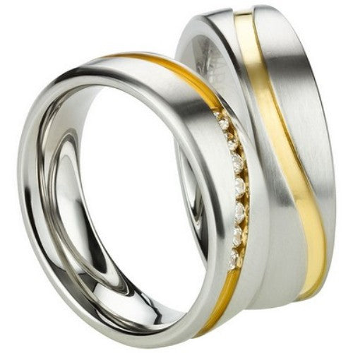 Freundschaftsringe aus Edelstahl mit Zirkonia ink.  Gravur | AB 2442