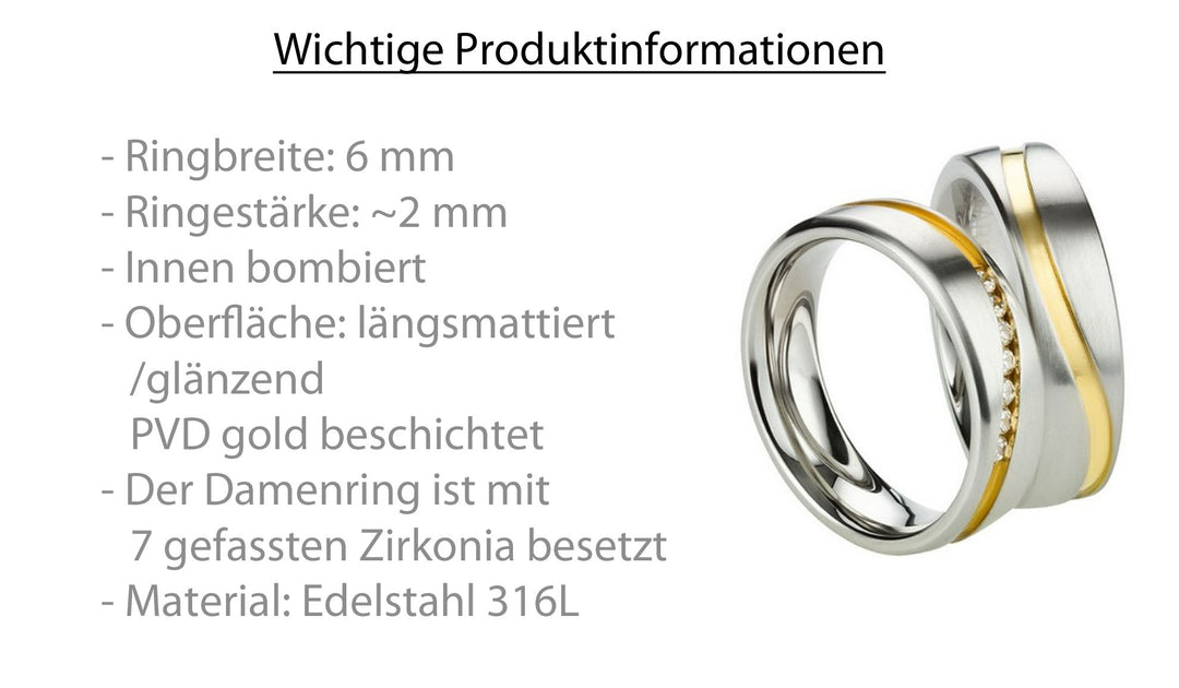 Freundschaftsringe aus Edelstahl mit Zirkonia ink.  Gravur | AB 2442