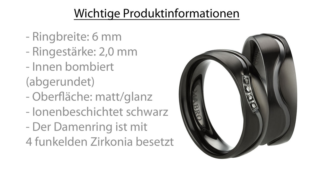 Freundschaftsringe aus Edelstahl mit Zirkonia ink.  Gravur | AB 3112