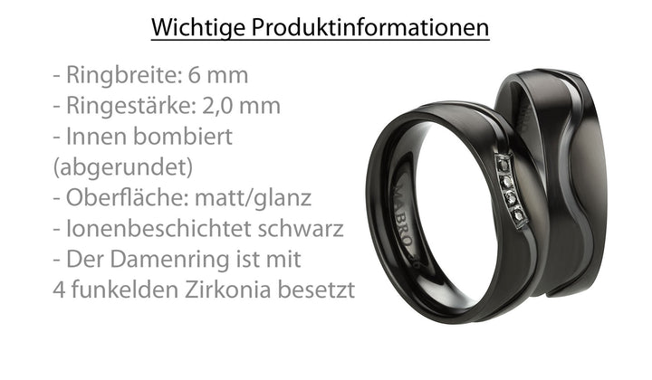 Freundschaftsringe aus Edelstahl mit Zirkonia ink.  Gravur | AB 3112