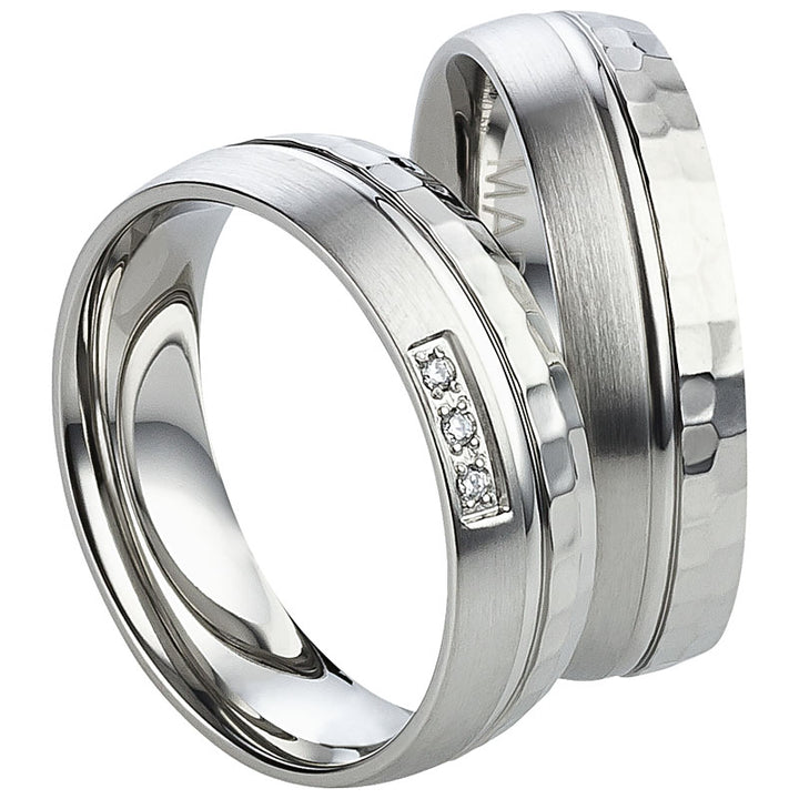 Freundschaftsringe aus Edelstahl mit Zirkonia ink.  Gravur | AB 3122