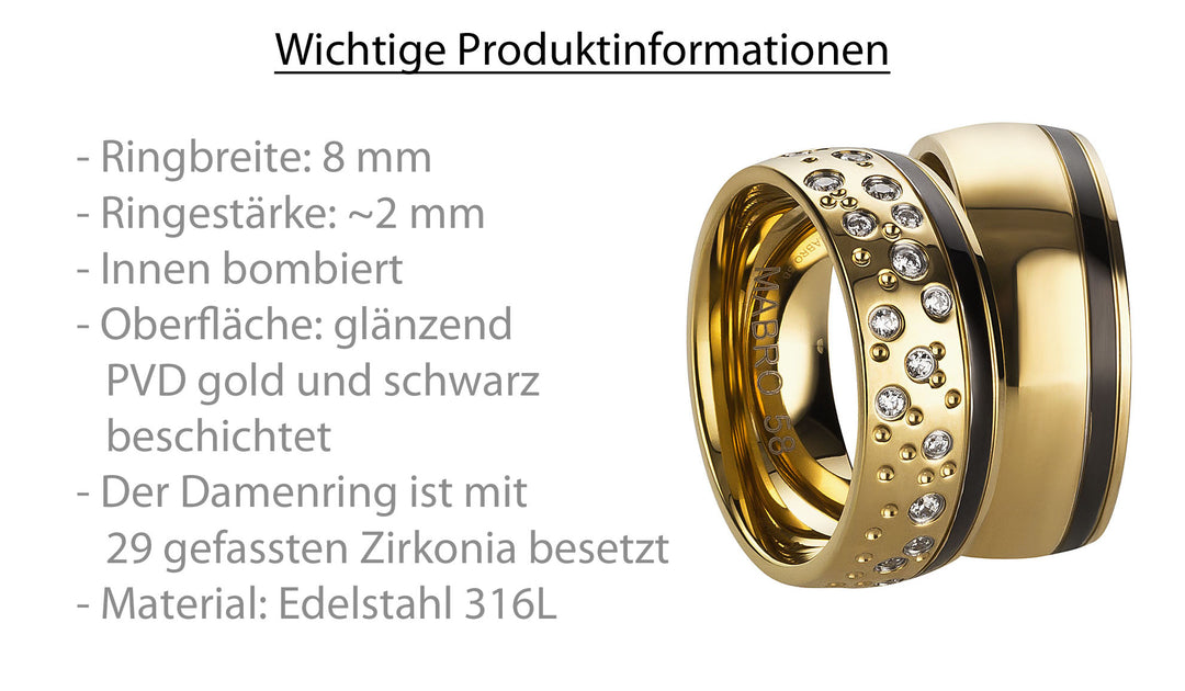 Freundschaftsringe aus Edelstahl mit Zirkonia ink.  Gravur | AB 3200