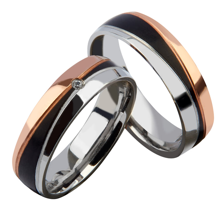 Freundschaftsringe aus Edelstahl mit Zirkonia ink.  Gravur | AB 3420