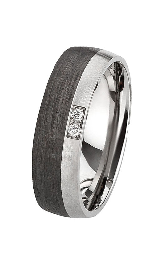 Ehe - Partnerringe aus Titan und Carbon mit Diamant ink. Gravur | AB 3846