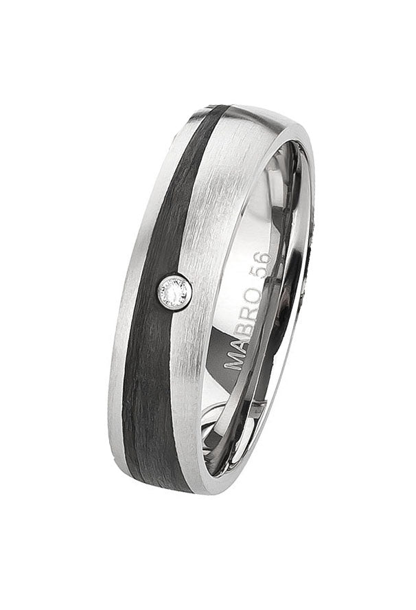 Ehe - Partnerringe aus Titan und Carbon mit Diamant ink. Gravur | AB 3848