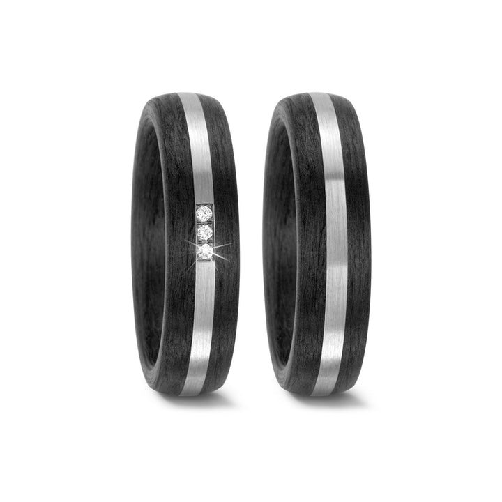 Ehe - Partnerringe aus Titan und Carbon mit Diamant ink. Gravur | AB 3928